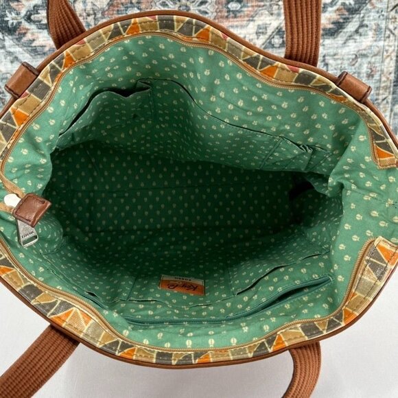 Fossil Key-Per Coated Floral Shoulder Bag Large Leather Trim Color Block - Picture 12 of 16